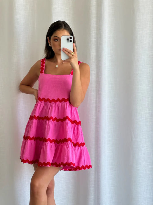 Rose Ric Rac Mini Dress- Ready to ship