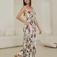 Kirsty Maxi Dress Beige White Stripes- Ready to ship