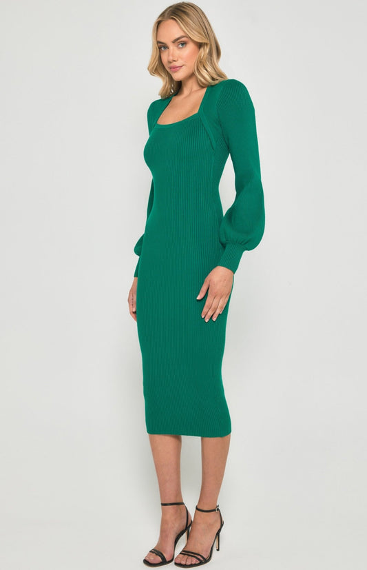 Jill Jade Green Knit Dress - ChloZo Elegant Apparel